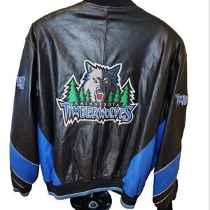 Vintage Minnesota Timberwolves NBA Jacket G-III Carl Bank's Leather Size L